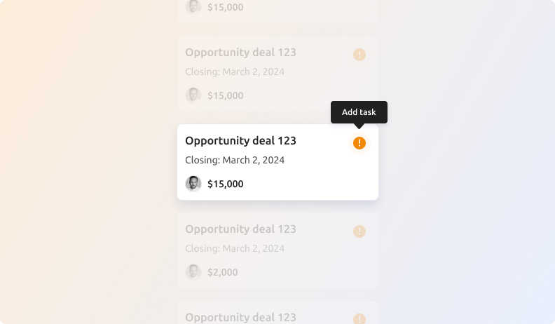 Add tasks straight from the opportunity card