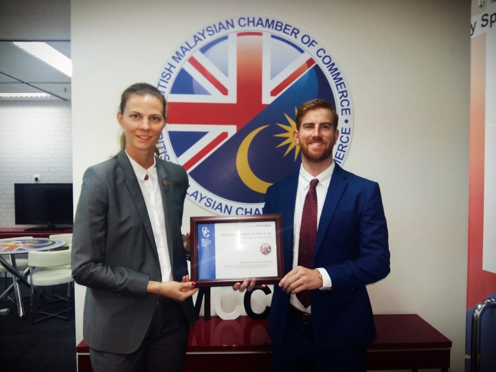 BMCC Malaysia receiving APAC Chamber Awards - Aurelia Silva & Stewart Phillips