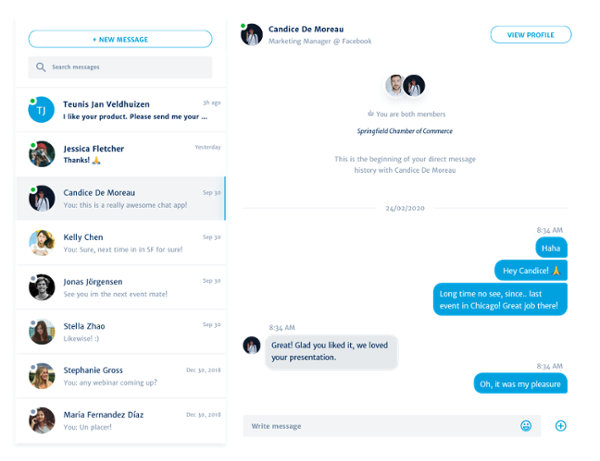 direct messaging for webinars and events